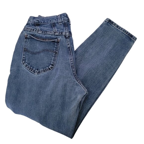 Lee Jeans Womens Size 10P Tapered Leg High Waist Medium Wash Denim Pants - Picture 1 of 5